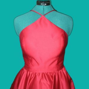 BLONDIE NITES Sz 9 Red Satin Formal Short Dress Strapless Bodice & Neck Straps